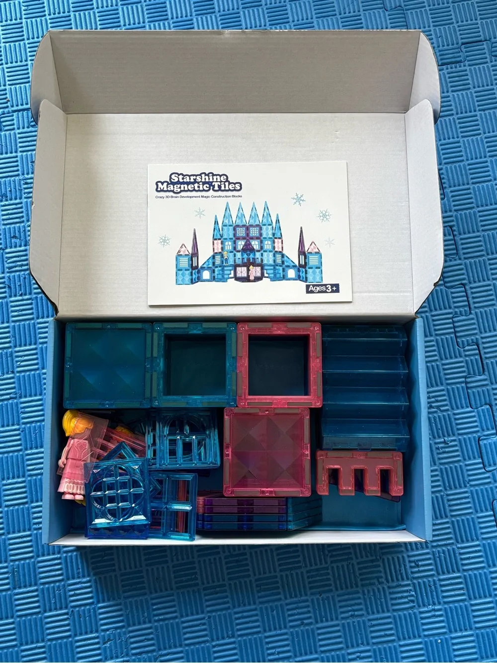 Star Shine 102pcs Magnetic Tiles - 3D Diamond Building Blocks for Pretend Play